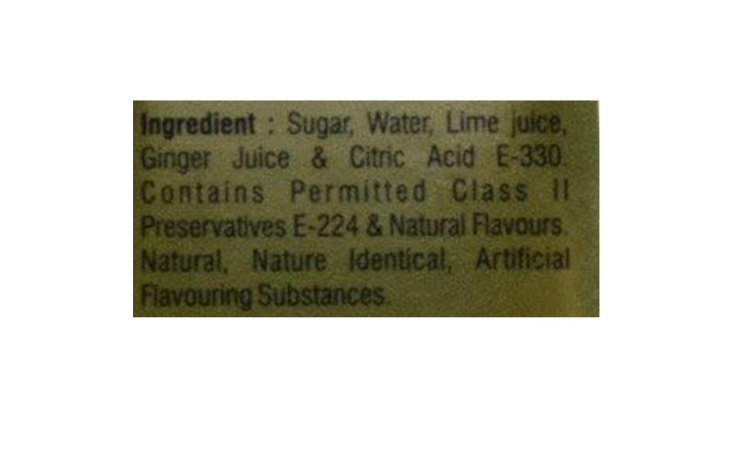 Malvi's Ginger Lime Syrup    Bottle  1000 millilitre